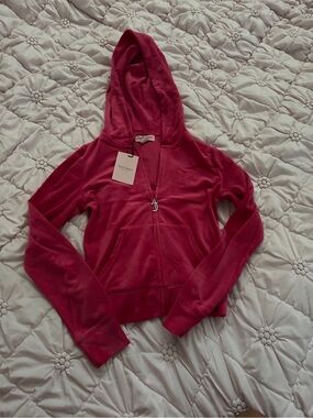 Juicy Couture Hot Pink Velour Zip-Up Hoodie